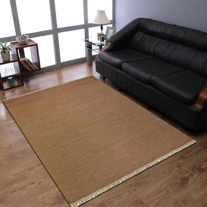 Rugsotic Carpets Hand Woven Flat Weave Kilim Wool 6'x9' Area Rug Solid Cream D00111