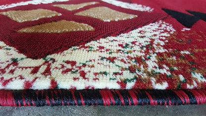 YHSF South West Native American Area Rug C318 - Easy Clean, Thick, Soft, Durable Native Tribal American Indian Inspired Rug for Bedroom/Living Room and More - Red, 3 Feet 10 Inches x 5 Feet 2 Inches