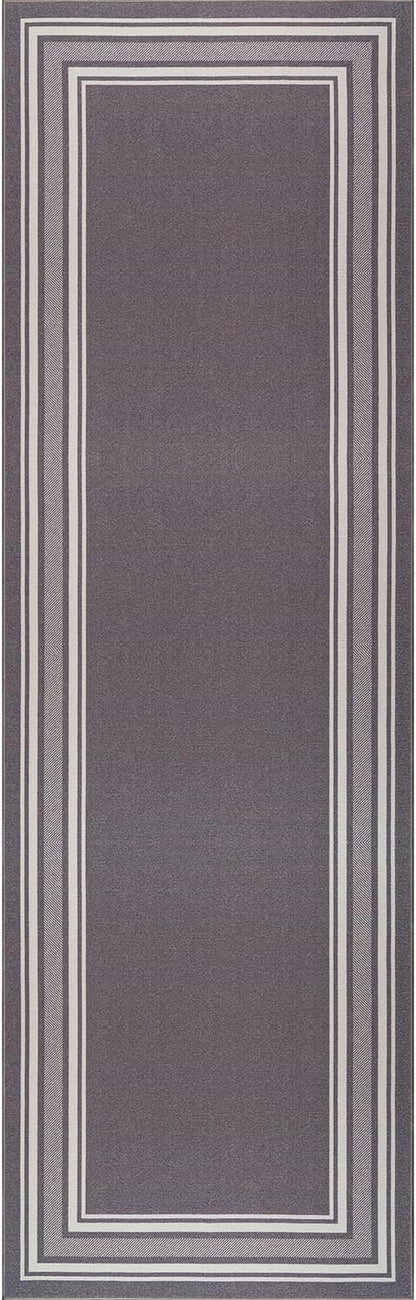 Beverly Rug Non Slip Area Rugs 2x7 Modern Bordered Non Skid Rubber Backing Soft Runner Rug for Living Dining Room Easy to Clean Non Shedding Kitchen Bedroom Indoor Carpet 2 x 7 Gray