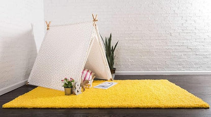 Unique Loom Solid Shag Collection Area Rug (3' 3" x 5' 3" Rectangle, Tuscan Sun Yellow)