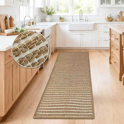 Long Bathroom Rug,24"x60"Braided Kitchen Runner,Boho Kitchen Mats for Floor,Super Absorbent Hallway Runner,Washable Floor Carpet for Bedroom,Entryway,Living Room,Non Slip,Brown