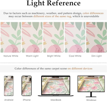 Floral Runner Rug 2x8 Washable Hallway Pink Bedroom Non Slip Cute Long Kitchen Carpet Botanical Indoor Soft Accent Rug for Bathroom Dining Laundry Living Room