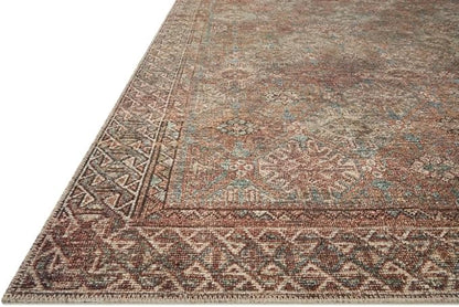 Loloi Amber Lewis Billie Collection BIL-04 Aqua/Rust 10'-0" x 14'-0", 0.19" Thick Area Rug