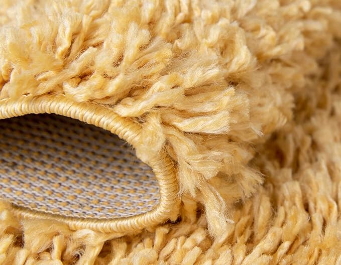 Unique Loom Davos Shag Collection Area Rug - Solid (2' 2" x 6' 9" Runner, Sun Yellow)