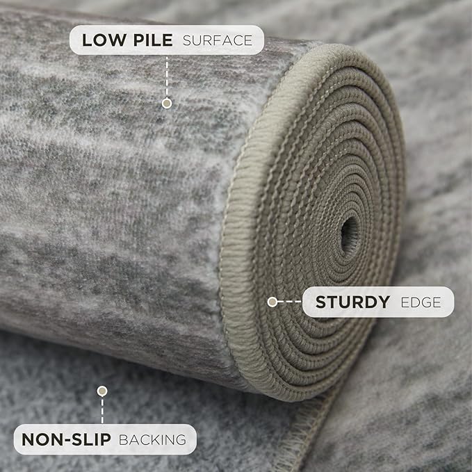 Joydeco 5x7 Area Rugs for Living Room, Washable Modern Abstract Non Slip Soft Rug, Low Pile Carpet for Bedroom, Dining Room, Home Office, Pet & Child Friendly, Beige & White & Dark Gray
