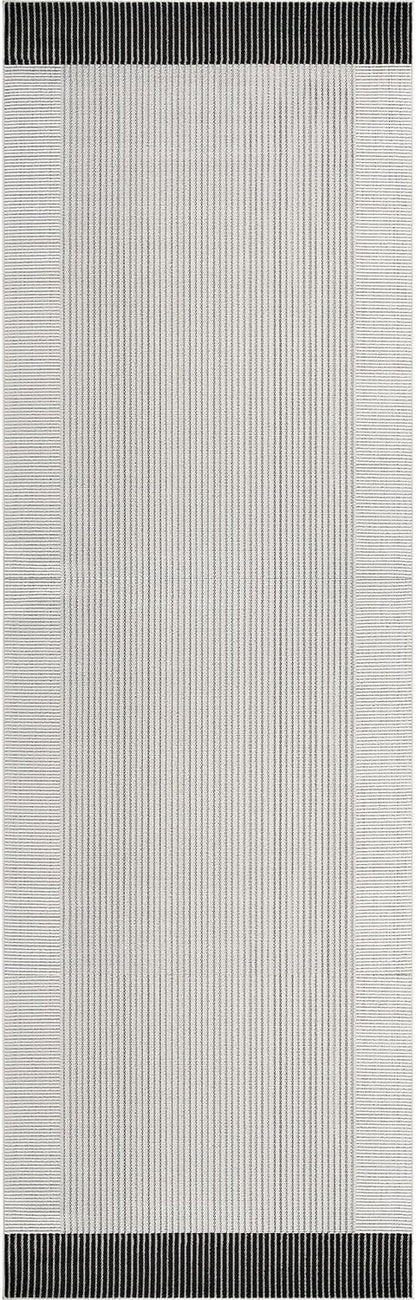 Modern Micro Loop Indoor Runner Rugs for Living Room Bedroom Kitchen Geometric Striped Black-White 2x7 Luxury Durable Low and High Pile Non-Shedding Stain Resistant Soft Area Carpet 2 x 7