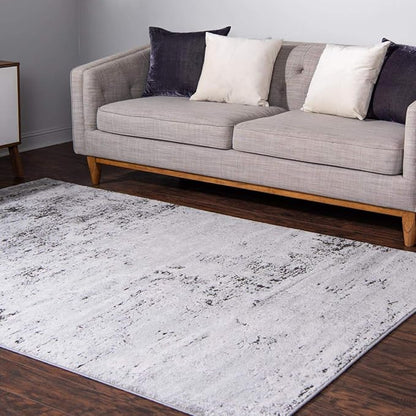 Rugs.com Leipzig Collection Area Rug – 4X6 Grey Low-Pile Rug Perfect for Entryways, Kitchens, Breakfast Nooks, Accent Pieces