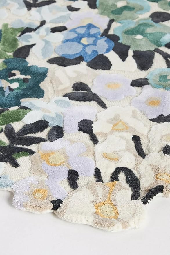 Cassia Wool Viscose Area Rug – 3’ x 5' – Handmade Wool Area Rugs –Blue – Rugs for Living Room, Bedroom – Anti-Skid – Carpets with Non-Slip Natural Backing with 100% Cotton