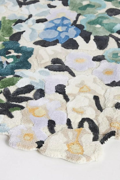 Cassia Wool Viscose Area Rug – 10’ x 14' – Handmade Wool Area Rugs –Blue – Rugs for Living Room, Bedroom – Anti-Skid – Carpets with Non-Slip Natural Backing with 100% Cotton