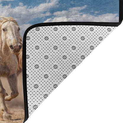 Running Horse Area Rug Washable Outdoor Rugs Anti-Slip Soft Carpet Entryway Indoor Door Mat for Bedroom,Living Room,Porch,Terrace and Entrance Decor 8'x 5'
