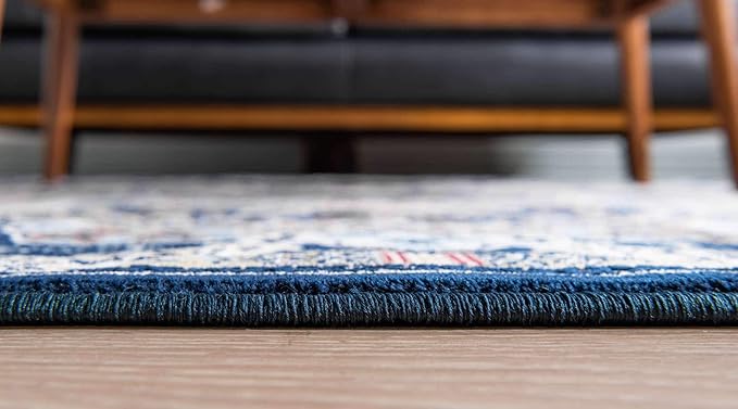 Unique Loom Narenj Collection Classic Traditional Medallion Textured Design Area Rug, 3 x 5 ft, Navy Blue/Tan