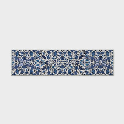 EVERGRACE Hallyway Area Runner Rugs 2x8, Boho Floral Faux Wool Indoor Outdoor Rugs, Washable Rugs for Bedroom Dining Room Living Room Kitchen, Low Pile Floor Mat Carpet for Home Decor, Celtic Blue