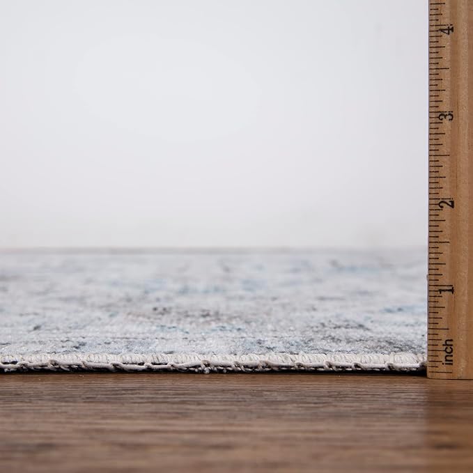 Bloom Rugs Caria Washable Non-Slip 4x6 Rug - Seashell/Teal Blue Traditional Area Rug for Living Room, Bedroom, Dining Room, and Kitchen - Exact Size: 4' x 6'