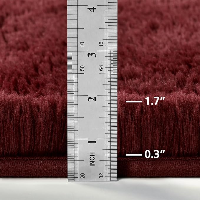 Large Shag Area Rugs 9 x 12, Plush Fuzzy Rugs for Living Room, Ultra Soft Fluffy Furry Rug for Bedroom, Indoor Carpet Nursery Rugs for Kids Room Home Decor, Burgundy
