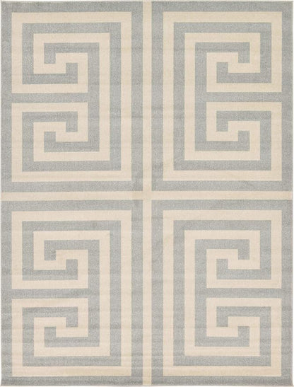 Unique Loom Athens Collection Classic Geometric Modern Border Design Area Rug (9' 0 x 12' 0 Rectangular, Gray/ Beige)