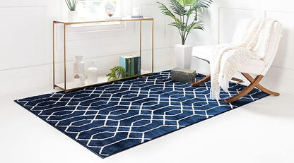 Unique Loom Marilyn Monroe Glam Collection Area Rug - Trellis (10'x 13' Rectangle, Navy Blue Silver/ Silver)