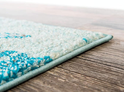 Unique Loom Positano Collection Coastal Modern Fish Light Blue Area Rug (5' x 8')