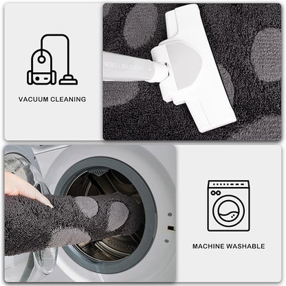 PURRUGS Dirt Trapping Door Mat 33.5" x 59", Non-Skid/Slip Machine Washable Microfiber Entryway Rug, Dog Doormat, Super Absorbent Welcome Mat for Muddy Wet Shoes and Paws, Charcoal