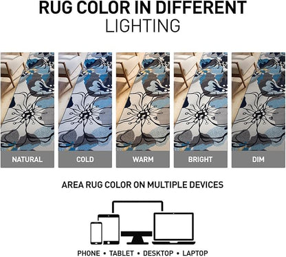Rugshop Gray Large Floral Non-Slip Area Rug Fade Resistant for Bedroom, Entryway and Home Office, 3'3" x 5'