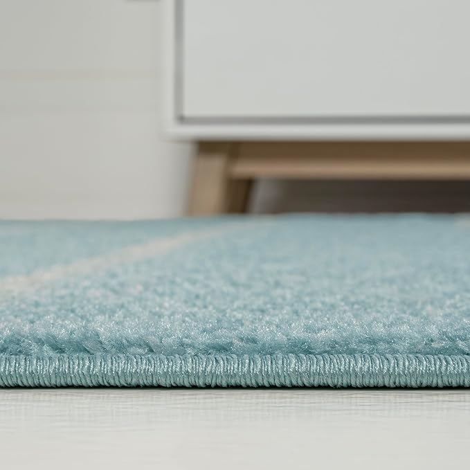 JONATHAN Y Williamsburg Minimalist Stripe Turquoise/Cream Indoor Area Rug, 4x6, Contemporary, Modern, Easy-Cleaning for Living Room, Bedroom, Kitchen, Pet Friendly, Non-Shedding (MOH201B-4)