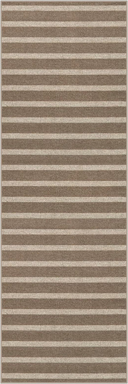 Lahome Striped Easy Jute Hallway Runner Rug, 2x6 Kitchen Mats for Floor Washable Entryway Runner, Farmhouse Neutral Indoor Outdoor Carpet for Hallway 6ft Entry Laundry, Khaki