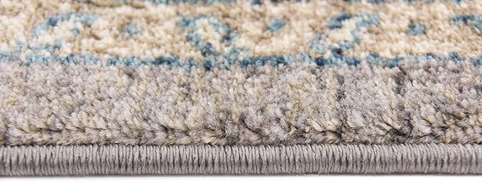 Unique Loom Salzburg Collection Classic Traditional Design Oriental Inspired Border Area Rug (5' 0 x 5' 0 Square, Gray/Beige)