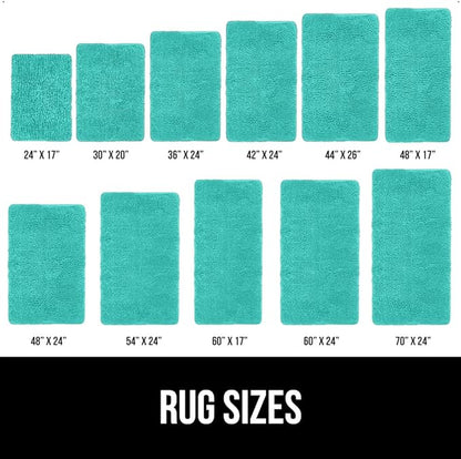 GORILLA GRIP Bath Rug Mat 36x24, Soft Absorbent Chenille, Quick Dry Microfiber Mats, Rubber Backing Washable Shower Floor Rugs, Bathmat Runner, US Designed Bathroom Home Decor Accessories Turquoise