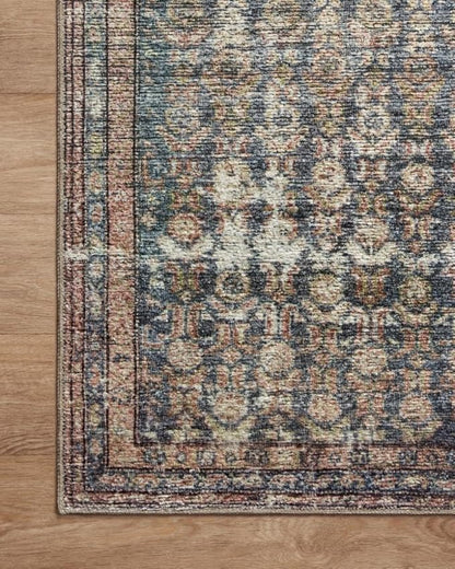 Loloi Amber Lewis Billie Collection, Ocean & Brick 3'-6" x 5'-6" Area Rug – Antique & Distressed Accent Rugs for Living Room, Bedroom, Entryway & Hallway, No Shed High Traffic Area Home Decor Rug