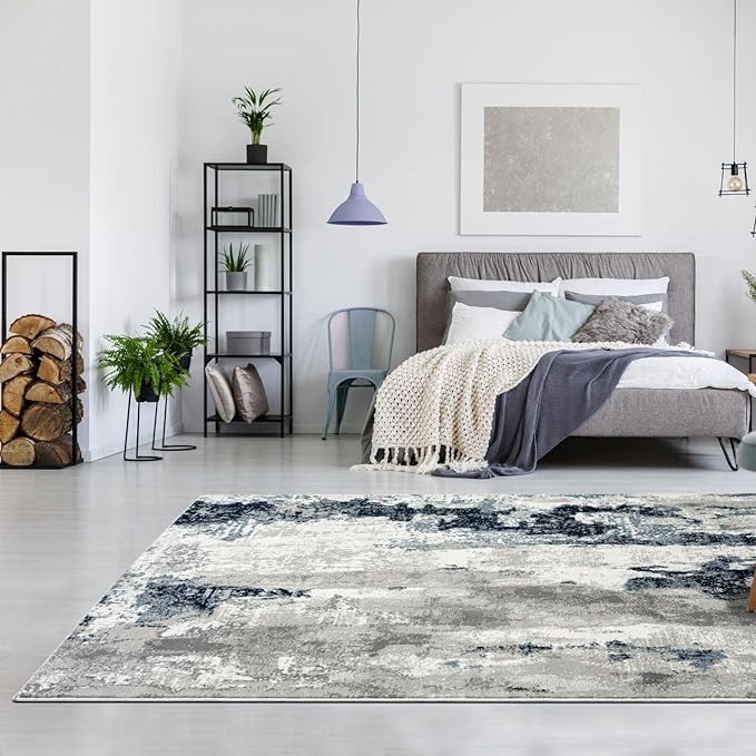 LUXE WEAVERS Kimberly Collection Ivory 6x9 Modern Abstract Area Rug
