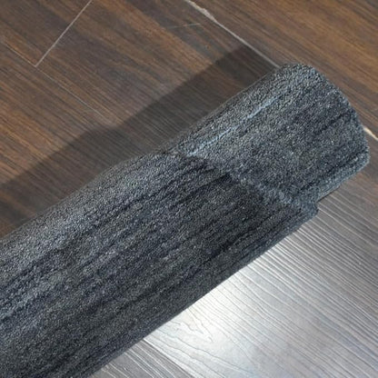 Hand Knotted Loom Wool ECO-Friendly Area Rugs - 10'x10', Round, Charcoal Color, Solid Plain Design, High Pile Handmade Anti Skid Area Rugs for Living Room, Bed Room (L00111)