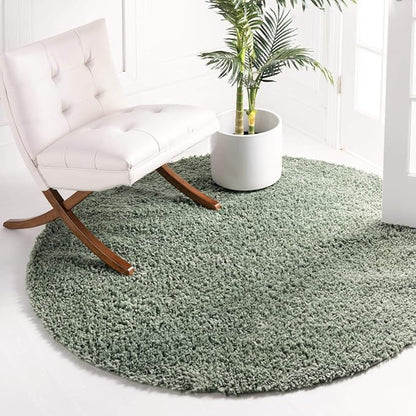 Unique Loom Davos Shag Collection Area Rug - Solid (3' 3" Round, Sage)