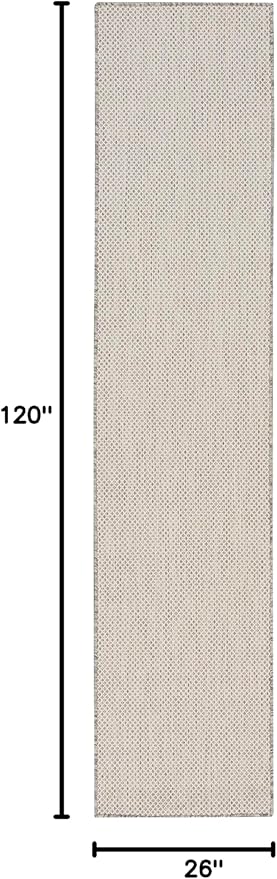 Nourison Home Courtyard Ivory Silver 2'2" x 10' Area Rug - Easy Clean, Non Shedding, Bed Room, Living Room, Dining Room, Kitchen (10' Runner)