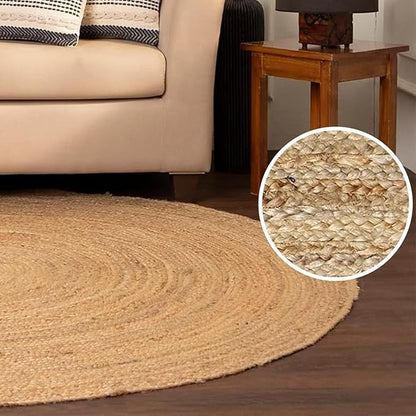 REDEARTH · Round Area Rug - 10 Feet Braided Natural Jute Rug- Artisan Made Reversible Boho Jute Rugs for Bedroom - Kitchen - Living Room - Farmhouse - Aesthetic Home Decor - Handmade Vintage Decor