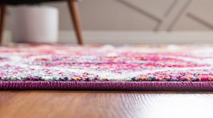 Rugs.com Lattice Frieze Collection Rug – 3' Square Multi Medium Rug Perfect for Living Rooms, Kitchens, Entryways