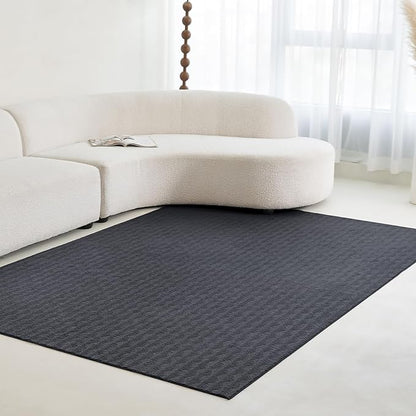 Faux Cashmere Area Rug - 5x7 Modern Low Pile Non-Slip Carpet for Living Room Bedroom, Dark Gray
