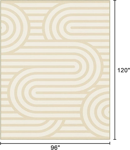 Bavni Area Rugs 8x10, Modern Soft Bedroom Rug, Machine Washable Rug Non Slip, Abstract Low Pile Large Rugs for Living Room, Dining Room, Abstract Brown Beige