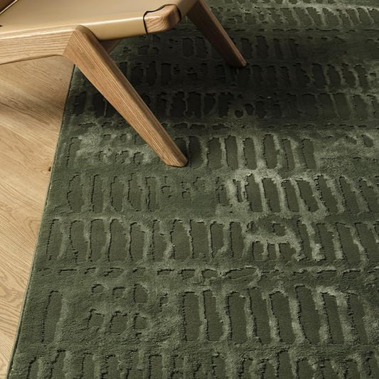 Revival Rugs Shell 2'7"x9' Machine Washable Runner Rug for Hallway Entryway - 100% Recycled Oeko-TEX Certified, Medium Pile, Green