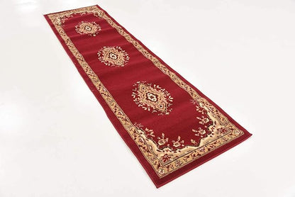 Unique Loom Reza Collection Traditional Persian Style Area Rug, 2 ft 2 in x 8 ft 2 in, Burgundy/Ivory