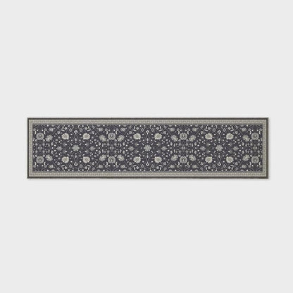 EVERGRACE Hallyway Area Runner Rugs 2x8, Boho Floral Faux Wool Indoor Outdoor Rugs, Washable Rugs for Bedroom Dining Room Living Room Kitchen, Low Pile Floor Mat Carpet for Home Decor, Ebony Black