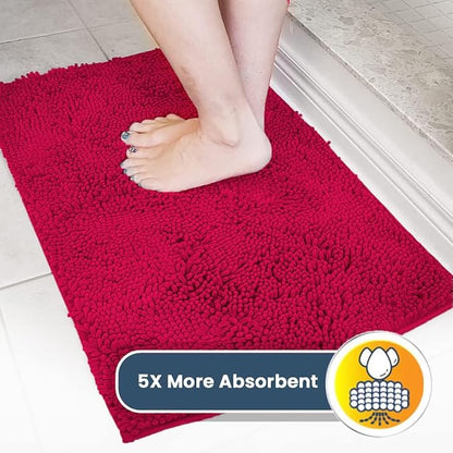 Muddy Mat® | Super Absorbent Door Mat Indoor, Microfiber Quick Dry Chenille Entryway Rug, Non-Slip Front Door Mat, Indoor Mats for Entryway, Machine Washable Pet Rug, Maroon 18"x28"