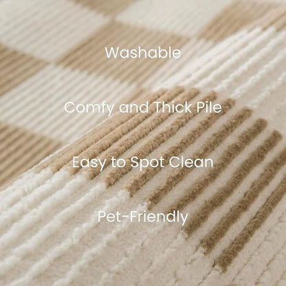Revival Rugs Gambit 9'2"x12'2" Washable Area Rug for Living Room Bedroom - 100% Recycled Oeko-TEX Certified, Medium Pile, Camel, Beige
