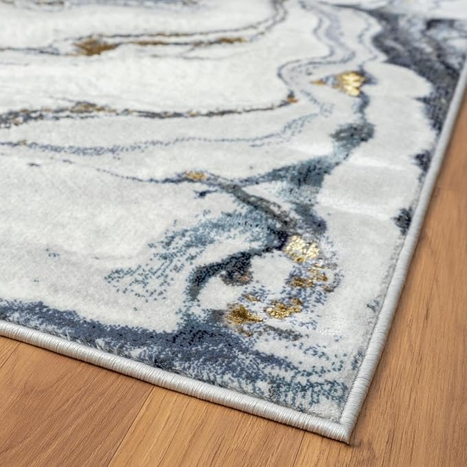 LUXE WEAVERS Marble Effect Abstract Blue 2x3 Area Rug