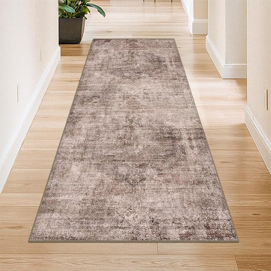 Farmhouse 2x6 Hallway Runner Rug Non Slip, Machine Washable Red Brown Rugs for Kitchen, Bathroom, Entrance Indoor, Low Pile & Soft Stain Resistant Terracotta Carpet