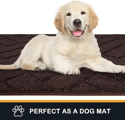 PURRUGS Dirt Trapping Door Mat 34" x 59", Non-Slip Machine Washable Entry Rug, Shoe Scraper, Dog Doormat, Super Absorbent Welcome Mat for Front & Back Door, Muddy Wet Shoes & Paws, Brown