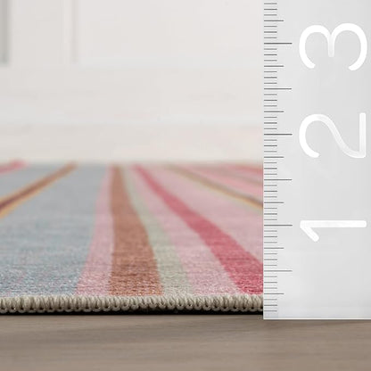 Dash & Albert Jamaica Stripe Multi Machine Washable Rug, 9.5 X 13.5 Feet, Blue/White Stripe Pattern