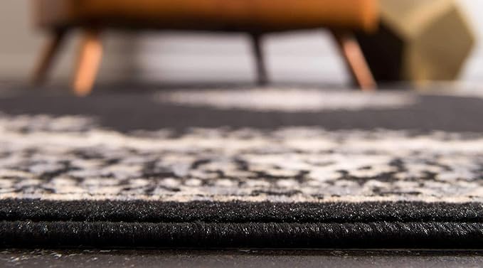 Unique Loom Reza Collection Traditional Persian Style Area Rug, 9 ft 10 in x 13 ft, Black/Beige