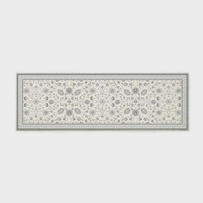 EVERGRACE Hallyway Area Runner Rugs 2x6, Boho Floral Faux Wool Indoor Outdoor Rugs, Washable Rugs for Bedroom Bathroom Living Room Kitchen, Low Pile Floor Mat Carpet for Home Decor, Cool Gray
