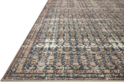 Loloi Amber Lewis Billie Collection, Ocean & Brick 2'-6" x 9'-6" Area Rug – Antique & Distressed Accent Rugs for Living Room, Bedroom, Entryway & Hallway, No Shed High Traffic Area Home Decor Rug