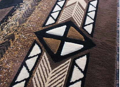 YHSF South West Native American Area Rug C318 - Easy Clean, Thick, Soft, Durable Native Tribal American Indian Inspired Rug for Bedroom/Living Room and More - Black, 8 Feet x 10 Feet