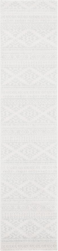 SAFAVIEH Tulum Collection Runner Rug - 2' x 13', Ivory & Light Grey, Moroccan Boho Tribal Design, Non-Shedding & Easy to Clean, Ideal for Living Room, Hallway, Foyer, Bedroom (TUL272G)
